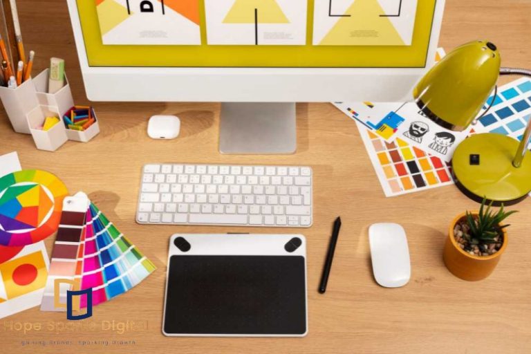 Visual communication strategies using design, branding, and digital content to enhance business messaging and engagement with Hope Sparks Digital.